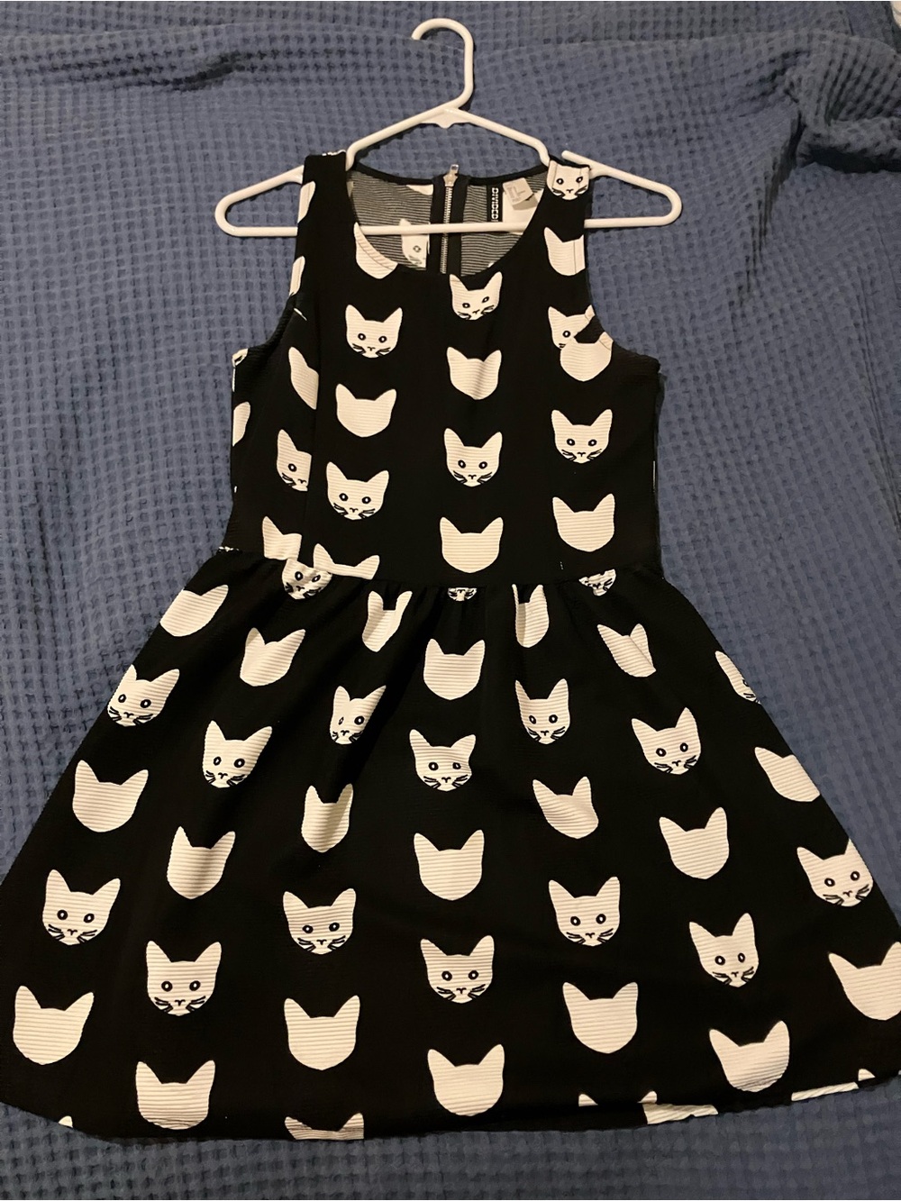 H&M Black Dress with White Cat Print